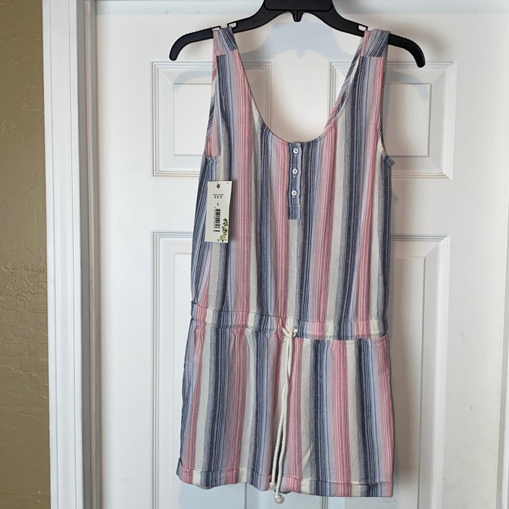 Chelsea & Violet Pink and Blue Striped Sleeveless Romper